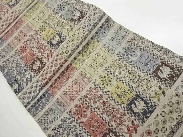 JAPANESE NAGOYA OBI / WOVEN FLOWER ARABESQUE